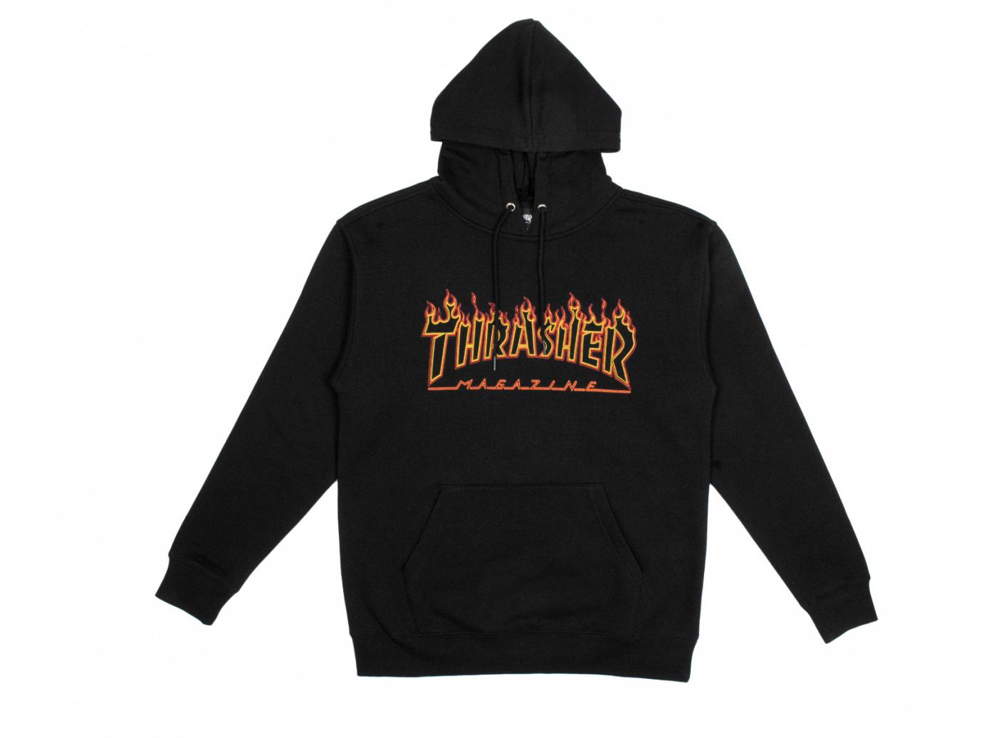 thrasher flame outline hoodie